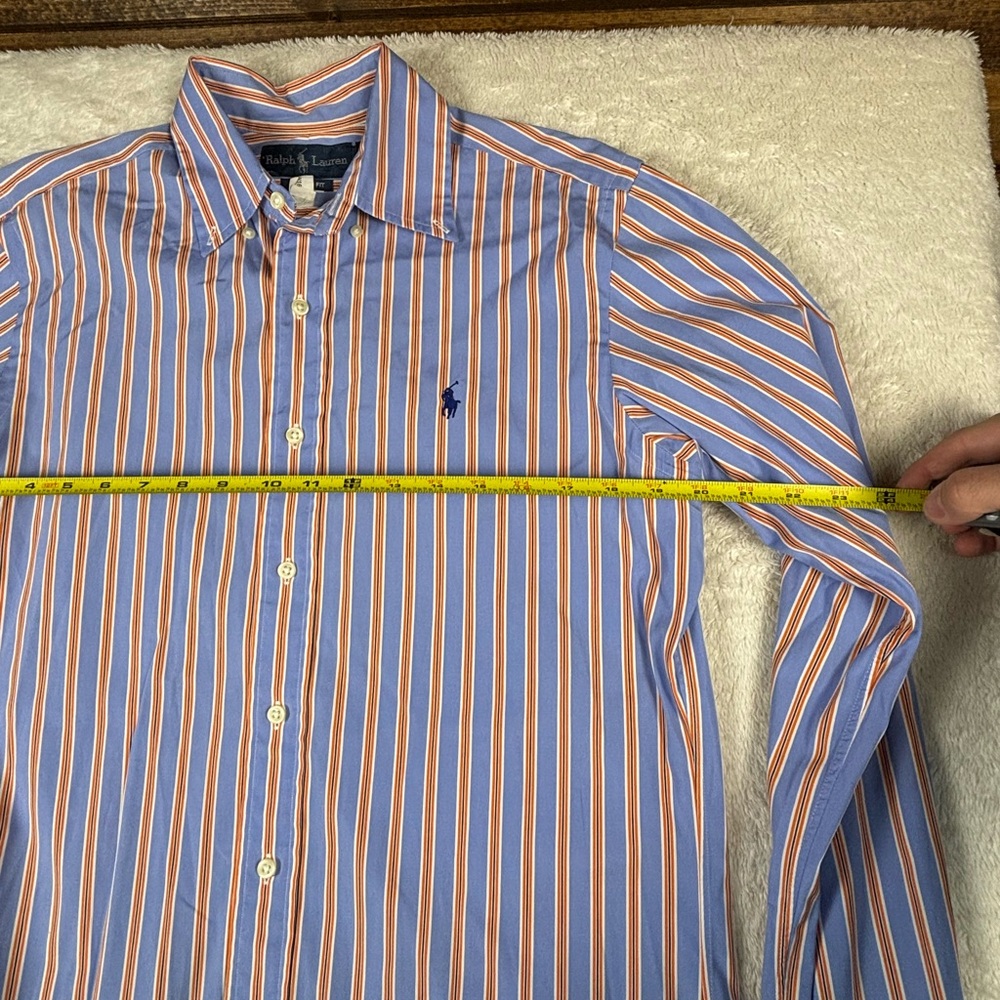 Ralph Lauren Blue Striped Button Down Shirt Orange White Classic Mens Size Small - Picture 7 of 9